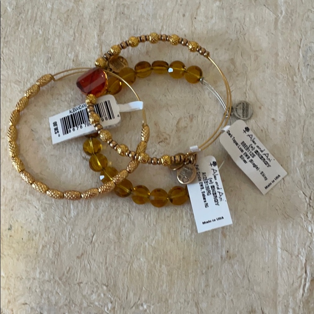 Gold tone Alex and ani bracelets